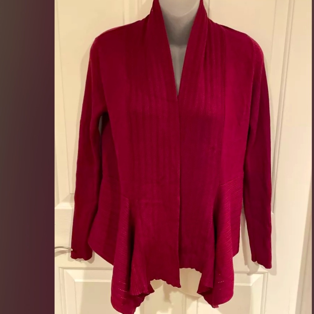 LIZ CLAIBORNE Career Maroon Open Cardigan Sweater Sz S GUC